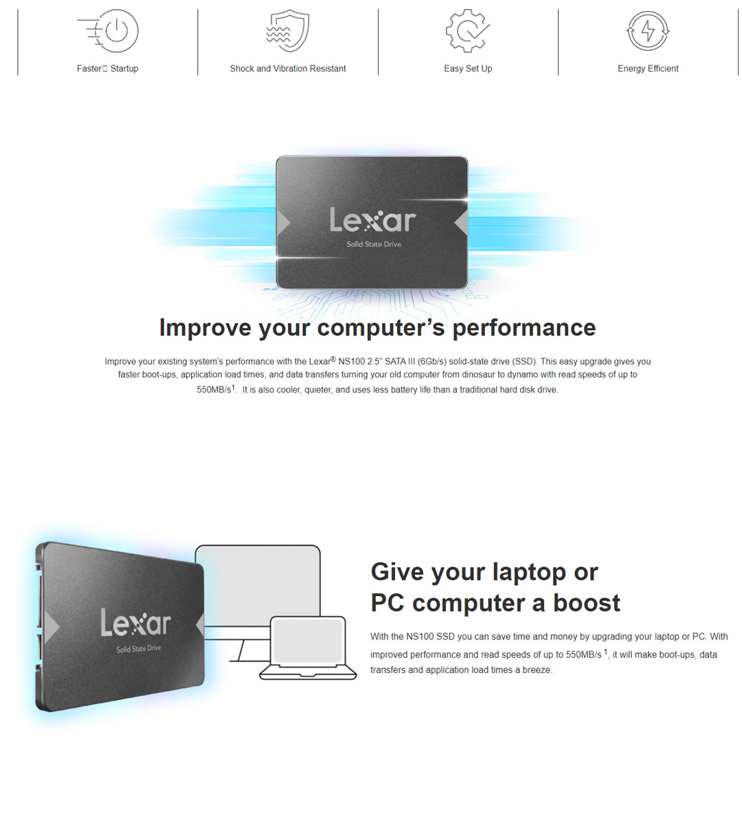 Lexar® NS100 2.5” SATA III (6Gb/s) SSD