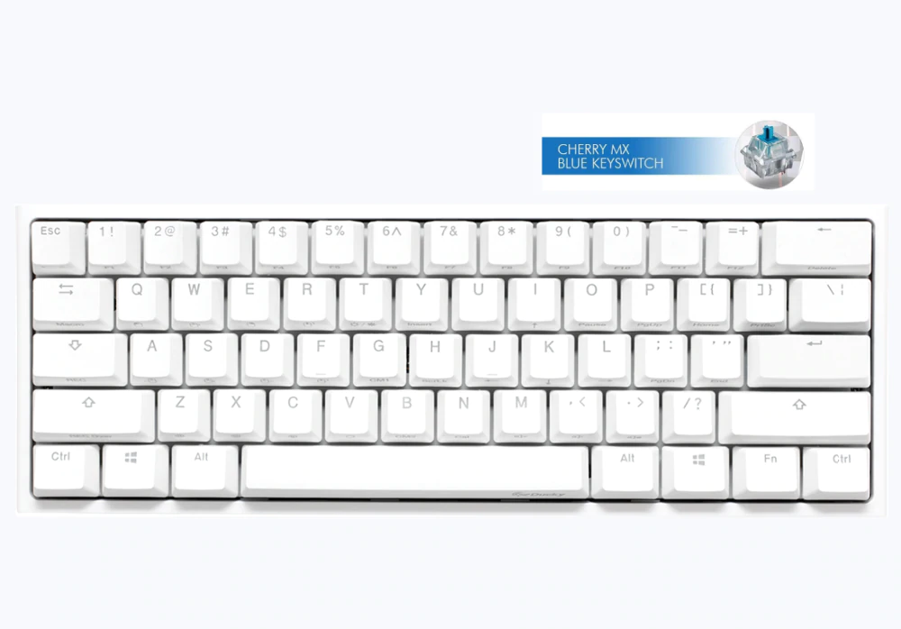 Ducky One 2 Mini Rgb Led 60 Double Shot Pbt Mechanical Keyboard Pure White Cherry Blue Switch Asgardstore Com