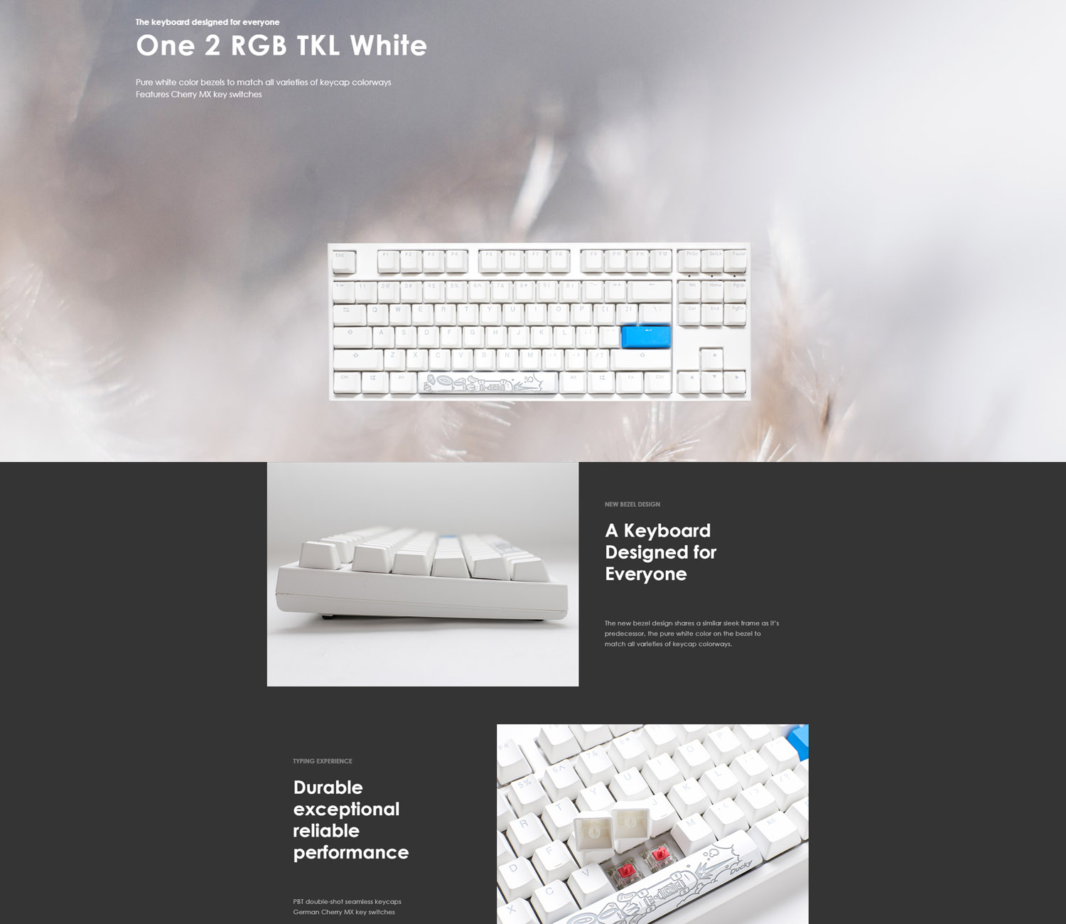 Ducky One 2 Tkl Pure White Rgb Led Double Shot Pbt Mechanical Keyboard Cherry Blue Switch Asgardstore Com